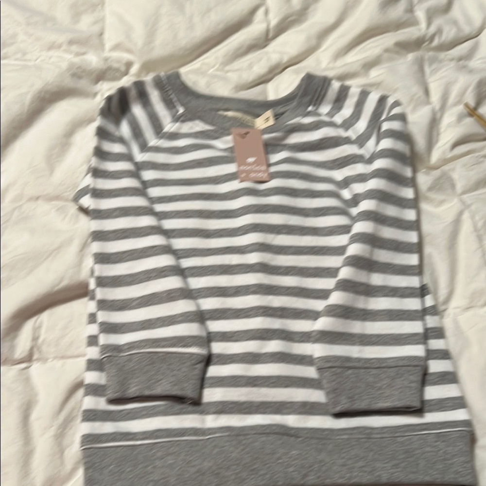 Monica + Andy Gray Striped Kids Sweatshirt